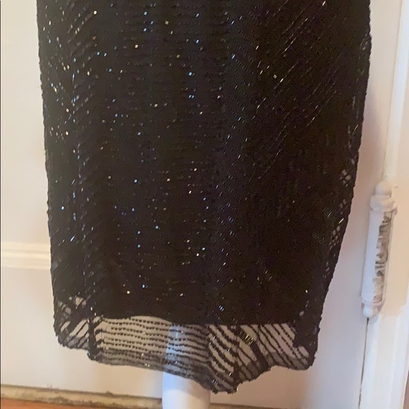 BLACK BEADED DESIGNER COCKTAIL DRESS - Picture 5 of 8
